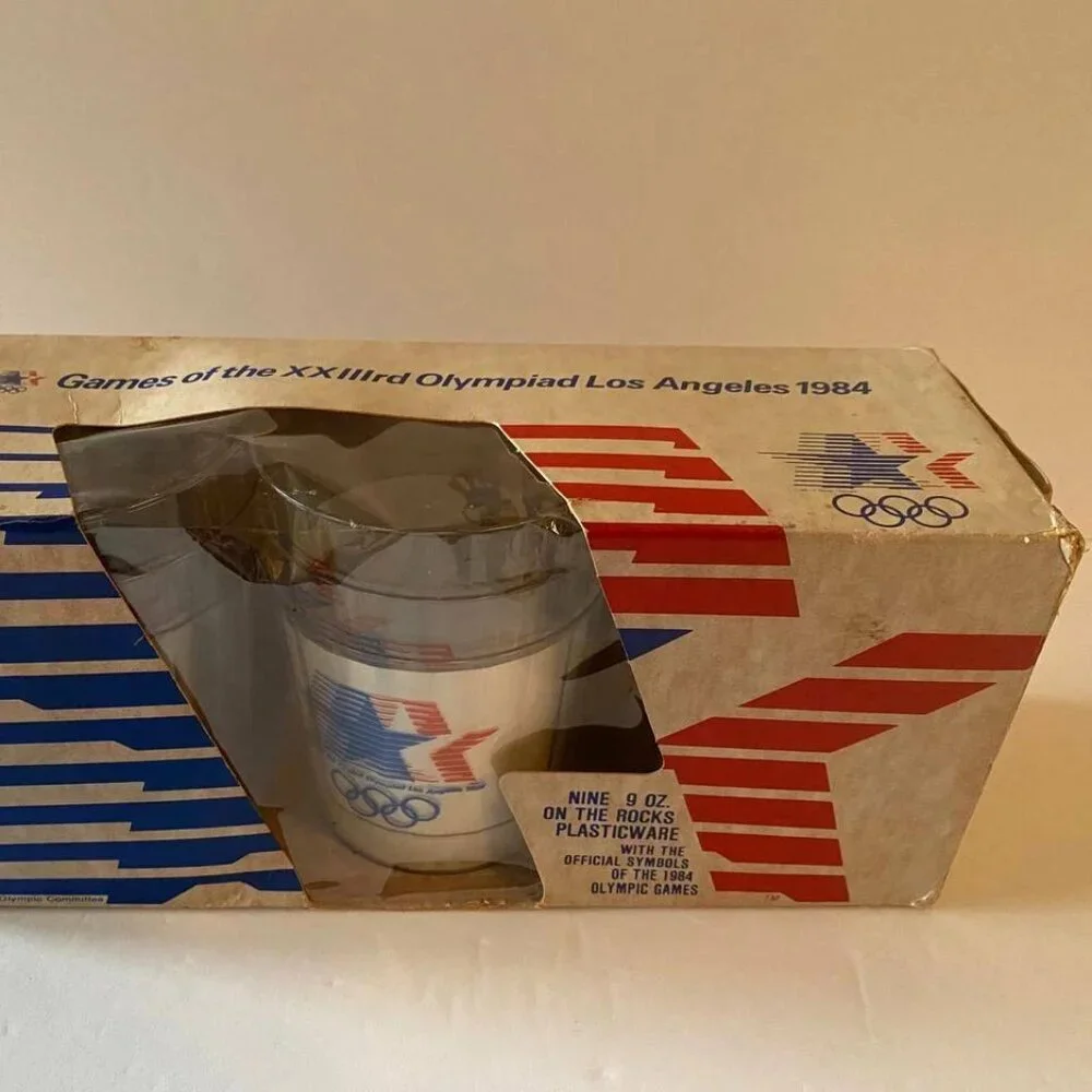 VTG 1984 OLYMPIC XXXIII PLASTIC Tumblers CUPS LOS ANGELES LA LOT of 9, 10oz NEW